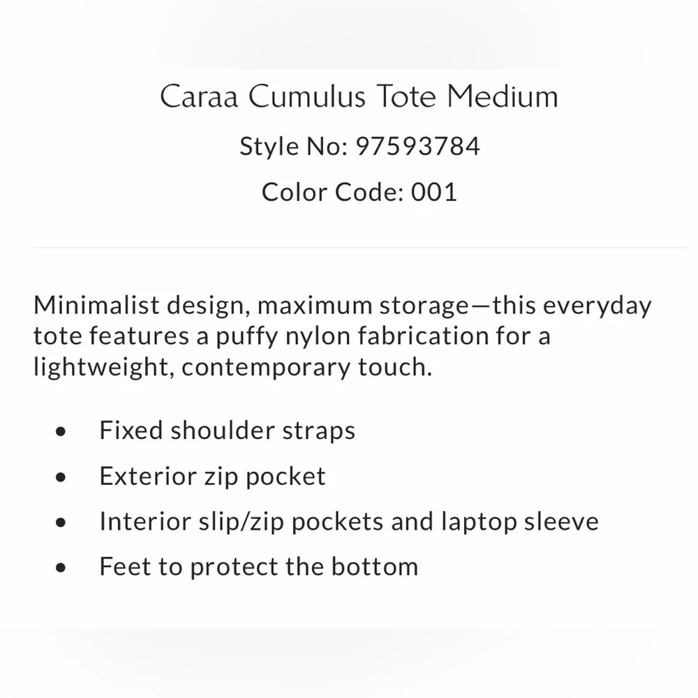 ▪️NWT Caraa Cumulus Tote Medium in Black